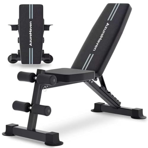 AzureHaven Adjustable Foldable Weight Bench, 360kg Capacity Dumbbell Workout Bench - 7-Position Home Gym Bench,Compact Folding Exercise Bench for Home