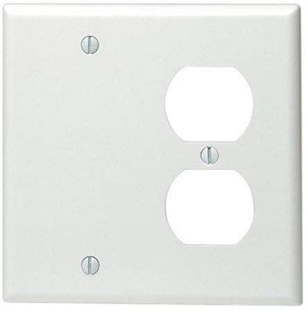 Leviton 2-Gang 1-Duplex 1-Blank Device Combination Wallplate, Standard Size, Thermoset, Box Mount, 88008, White