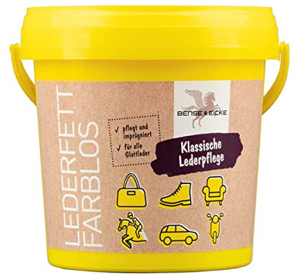 Bense & Eicke Lederfett - farblos, pflegt und nährt Glattleder, Schutz vor Nässe, macht weich und geschmeidig, für Sattel, Schuhe und Motorradbekleidung, 1000ml