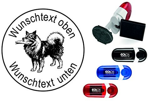 Geocachingstempel Hund « WOLFSSPITZ » mit persönlichen Cachername / Nickname Runder Stempel Geocaching Pocketstempel