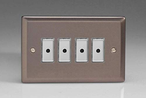 Varilight 4-Gang 1-Way Remote/Tactile Touch Control Master LED Dimmer 4 x 0-100W (Max 10 LEDs) Pewter JRE104