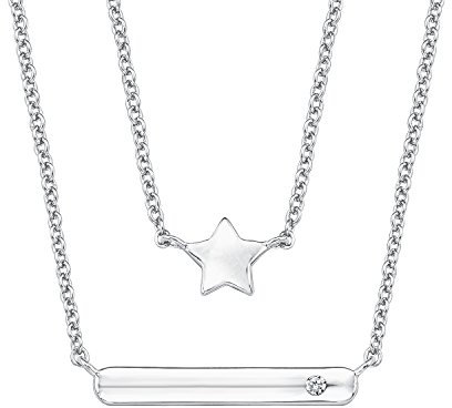 s.Oliver Kinder-Kette mit Anhänger 38+2 cm Stern Mädchen 925 Silber rhodiniert Zirkonia weiß 40 cm - 2015020