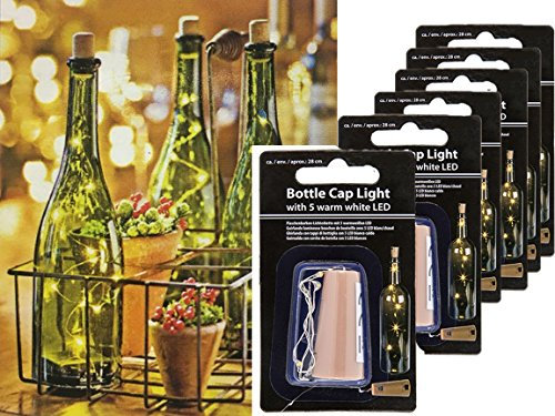 Bada Bing 6er Set LED Flaschenkorken Lichterkette 8 LEDs Deko Licht Origineller Flaschenverschluss Mit Stimmungslicht Gartendekoration Korken Optik 13
