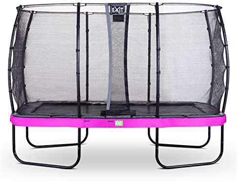 EXIT Toys Elegant Rechteckiges Trampolin - 244x427cm - Mit Economy Sicherheitsnetz - Mit Fußschutzsystem - Rostfrei - Wasserbeständig - Einfache Montage - Trampolin Garten - Lila