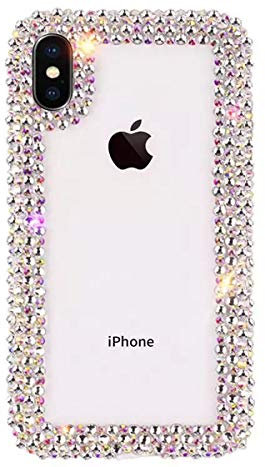 Jesiya for iPhone XR Case 3D Glitter Sparkle Bling Case Luxury Shiny Crystal Rhinestone Diamond Bumper Clear Protective Case Cover for iPhone XR Clear