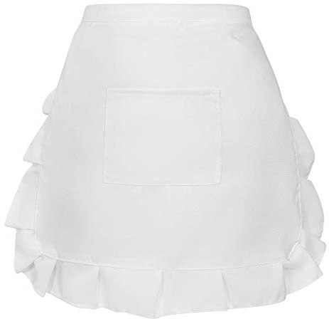 BESTonZON White Lace Half Waist Apron with Pocket, Floral Short Waist Kitchen Apron for Women, Ideal for Cooking, Baking, Cleaning, and Serving