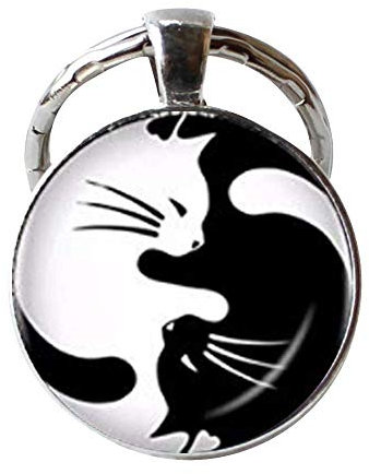 Yin-Yang-Kropfen-Schlüsselanhänger, Zwei Ying-Yang-Katzen, Kätzchen-Schmuck, acht Diagramme