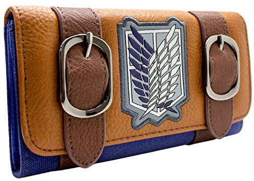 Attack on Titan Wings of Freedom Survey Corps Abzeichen Portemonnaie Tri-Fold Münzfach & Kartenhalter, Braun