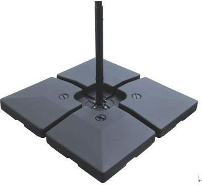 Outsunny Set 4 Basi a Croce per Ombrelloni da Giardino Riempibili con Acqua e Sabbia 51x51x12cm Nero