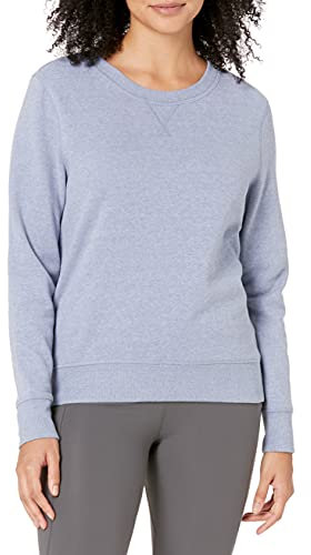Amazon Essentials Women's French Terry Fleece Crewneck Pullover Sweatshirt (Available in Plus Size), Indigo Blue Heather, M