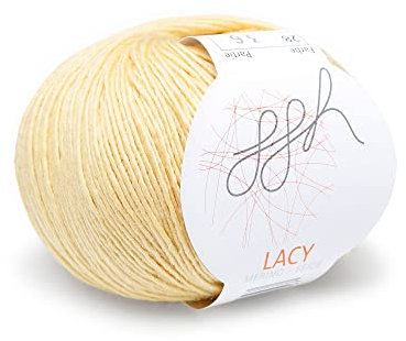 ggh Lacy - Merinowolle mit Seide - 25g Wolle zum Stricken oder Häkeln - Lace-Garn - Farbe 028 - Senfgelb