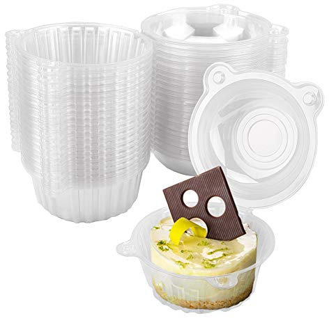 100 Pieces Clear Cupcake Boxes, Disposable Cupcake Pods 4.4 Inch Individual Cupcake Holders for Home Baking, Party, Wedding, Cake Shop