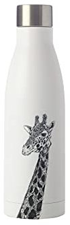 Maxwell & Williams Marini Ferlazzo Insulated Water Bottle with African Giraffe Design, Double Wall Stainless Steel, White, 5 ml