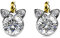 Silver Small Unicorn Stud Swarovski Crystal Earrings with Gold Horn - Rhodium and 18ct Gold Plated for Girl's Gift