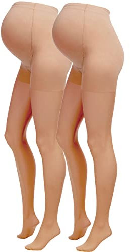 Herzmutter Umstandsstrumpfhose 20DEN - transparent-matte-soft - Schwangerschaftsstrumpfhose - Hautfarben-Beige-Schwarz - 1er & 2er-Set - 1220 (L-XL, Beige-Dunkel, 2x)