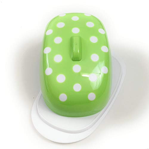 Berossi Plato de Mantequilla Plato de plástico de Colore Verde mantequera plástico con Tapa BPA Libre para el Almacenamiento en la Nevera Caja de Plato de plástico Giratorio Lata Estilo Retro