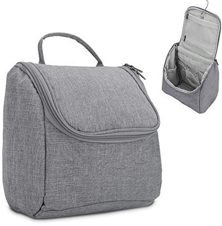 INTIRILIFE Kosmetik Reisetasche in GRAU - 21 x 9 x 21 cm - Kosmetiktasche Kulturbeutel mit Tragegriff und Reißverschluss perfekt geeignet zum Reisen, für Urlaub UVM. - Make Up Organizer Kulturtasche