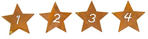 B2S BACK2SEASON Adventszahlen 1234 Kerzenpin Rost Kerzenstecker Stern 4 Stück Edelrost Kerzendekoration Advent 4er Set