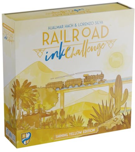 Asmodee, Railroad Ink Challenge-Shining Yellow Edition, Board Game, 1-4 Players, Ages 8+, 15-30 Minute Playing Time