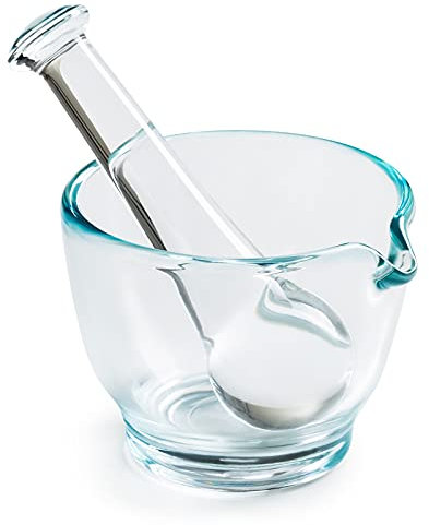Ultrassist 4oz Glass Mortar and Pestle Bowl, Medicine Grinder and Mixer for Pharmacy or Science Lab
