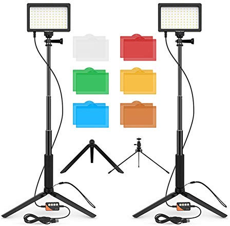 WSHA LED Video Light Photography Lighting Kit Studio Panel Key Lights with 12pcs Filters, Mini Tripod, for Camera Photo, YouTube, Stream