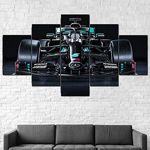 IMXBTQA 5 Teilig Leinwand Wanddeko Mercedes-Amg Formel 1 W11 Auto Malerei Leinwanddrucke Geschenk 5 Stück Leinwand Bilder Moderne Wandbilder XXL Wohnzimmer Wohnkultur 150X80Cm