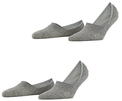 Burlington Damen Füßlinge Everyday Multipack W In Baumwolle unsichtbar einfarbig 2 Paar, Grau Light Grey 3400, 35-36