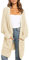 Maavoki Cardigan lungo da donna, oversize, a maniche lunghe, casual, con tasca, Z - beige., S