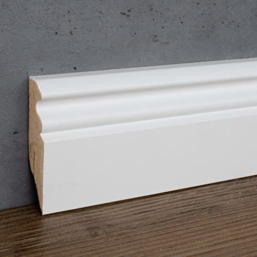 PROVISTON | Sockelleiste | Berliner Profil | 19 x 80 x 2500 mm | MDF foliert | Weiß | annährend RAL 9010 | Hamburger Fußleiste | 2.5 Meter
