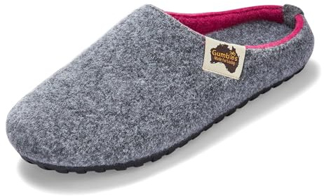Gumbies Outback Indoor & Outdoor Slippers, Easy Slip On House Shoes with Recycled Materials, Ideas for Gift Giving for Men & Women, Grey & Pink, UK 8