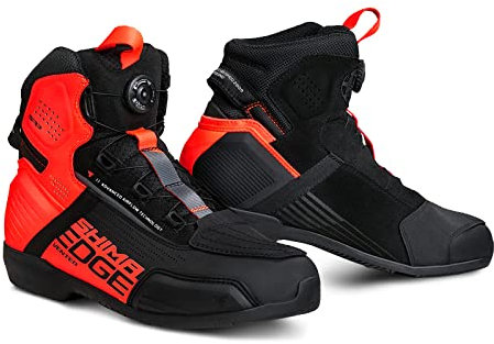SHIMA EDGE Vented, Scarpe da Motociclista per Uomo - Traspirante, Scarpe da Equitazione Stradale Rinforzate con Sistema di Chiusura ATOP (Rosso, 47)