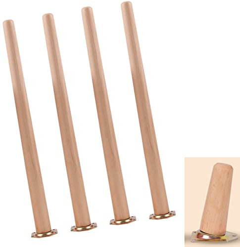 JIAJUTUI001 Buche Möbelfüße Tischbeine Holz Möbelbeine Konisch Tischfuß mit M8 Schrauben,Befestigungsplatte,für Bett Schrank Sofa Tischbeine 4 Stück (15cm/5.9in)