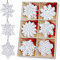HOUISM Schneeflocken Anhänger Weihnachtsbaum Christbaumschmuck Weiß, 24 Stück Schneeflocken Baumschmuck mit Kordel für Weihnachten DIY Handwerk Zeichnen Verschönerung