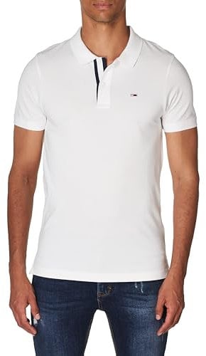 Tommy Jeans Tjm Slim Placket Polo Dm0dm15370, Polo a maniche corte Uomo, Bianco (White), M
