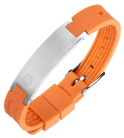 Lunavit Magnet Silikonarmband in klassichem Orange, hautfreundliches Energiearmband in farbenfrohem Design, 2 Magnete, Germanium und Kupfer Inserts, unisex