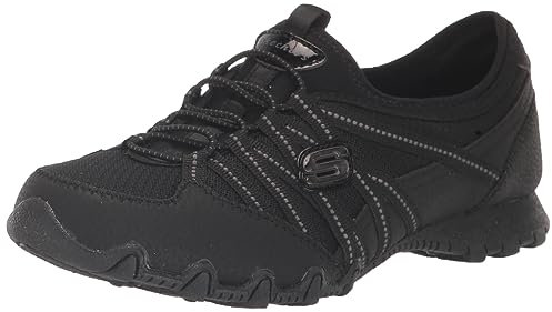 Skechers Bikers Lite Relive, Zapatos sin cordones Mujer, Black Mesh/ Duraleather/ Charcoal Trim, 36.5 EU