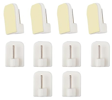 BANJILI 10 Crochets Rideaux Autocollants sans Percage – Support Tringle Adhésif pour Barre à Rideau – Accroche Rideau Solide pour Cuisine, Salle de Bain(10 Pcs)
