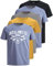 JACK & JONES Herren 5er-Set T-Shirts in verschiedenen Styles, Prints und Farben aus Baumwolle (Irina Slim Fit Pack 4, L)
