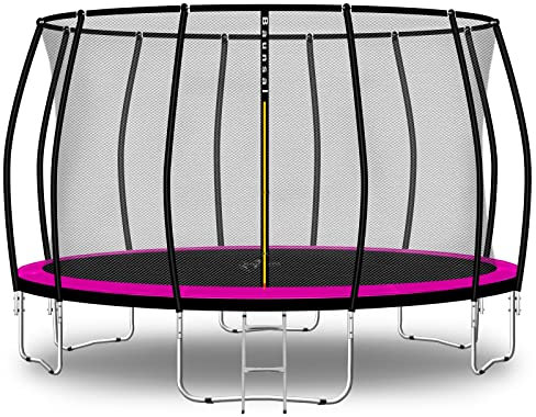 Baunsal® Trampolin Outdoor Ø 396 cm (FGIS) pink-schwarz als Komplettset Gartenspielzeug Kindertrampolin Gartentrampolin rund Garten Spielzeug für Kinder