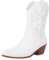 rismart Donna Western Stivali da Cowboy a Metà Polpaccio Ricamate Scarpe da Cowgirl Bianco,38