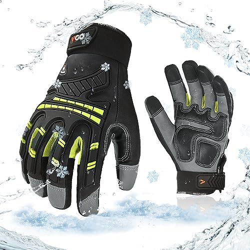 Vgo... Thermal Work Gloves Waterproof Touchscreen, -20℃ Winter Warm Gloves 3M Thinsulate Lining for Freezer Warehouse Assembly Delivery Multipurpose, 1pair
