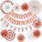 Rose Gold Reusable Birthday Decorations Kit Womens Birthday Party Decorations Rose Gold Banner Bunting Honeycomb Paper Lanterns Paper Fans