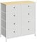 SONGMICS Chest of Drawers, Storage Unit with 8 Easy Pull Fabric Drawers, Dresser, Organiser Unit with Metal Frame, Tabletop, for Closet, Cream White and Oak LTS024W57