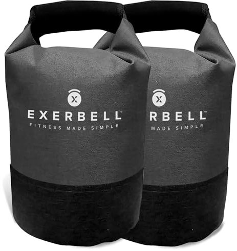 Exerbell Kettlebell verstellbar & faltbar 2-14 kg (2 x Grau) – Wasser- und Sandsack Kettelball – Adjustable Kettlebell – Sandbag Training & Gewichtssack – Strength Training Equipment