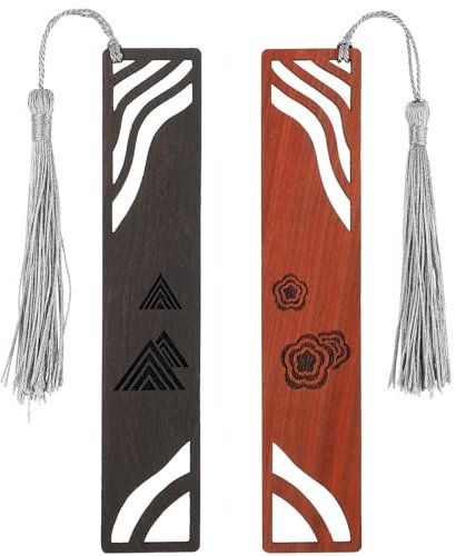 cobee Holz Lesezeichen für Buchliebhaber, 2 Stück handgefertigte Holz Lesezeichen, natürliches hohles Handwerks Lesezeichen, Vintage Lesezeichen Geschenk für Frauen Männer Studenten (F)