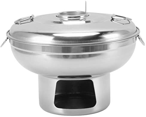 Vomeko Stainless Steel Hot Pot Chinese Charcoal Hotpot - Portable Small Hot Pot for One-Person Dining, Compact Cookware for Milk Tea and Dry Ice Charcoal Pot Portable Mini Charcoal Pot(silver)