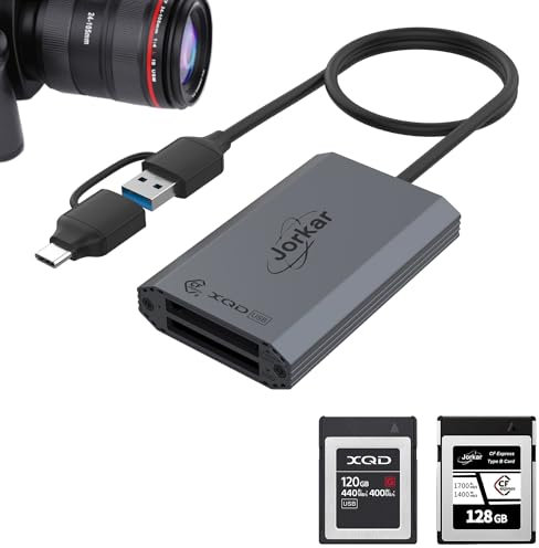 Jorkar CFexpress Type B Reader & XQD Card Reader USB-C 3.2 10Gbps, Camera Memery Card Reader for Nikon Canon Panasonic