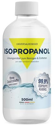 Reines Isopropanol Isopropylalkohol 99,9% 500 ml Reinigungsalkohol Reinigung von elektronischen Geräten & Linsen löst Kunstharz beim 3D-Druck Made in Germany