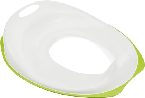 EPISENT Potty Training Seat for Boys and Girls - Fits Round & Oval Toilets - Non-Slip with Splash Guard - With Free Storage Hook (Pack Of 1, WHITE-GREEN)