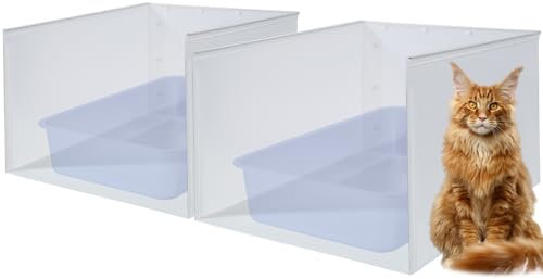 JIMEIQI 2Pcs Large Cat Litter Box Enclosure, Pee Shields High Side Litter Box Enclosure, Double Cat Litter Box Splash Guard, Cat Box Enclosure with Shield